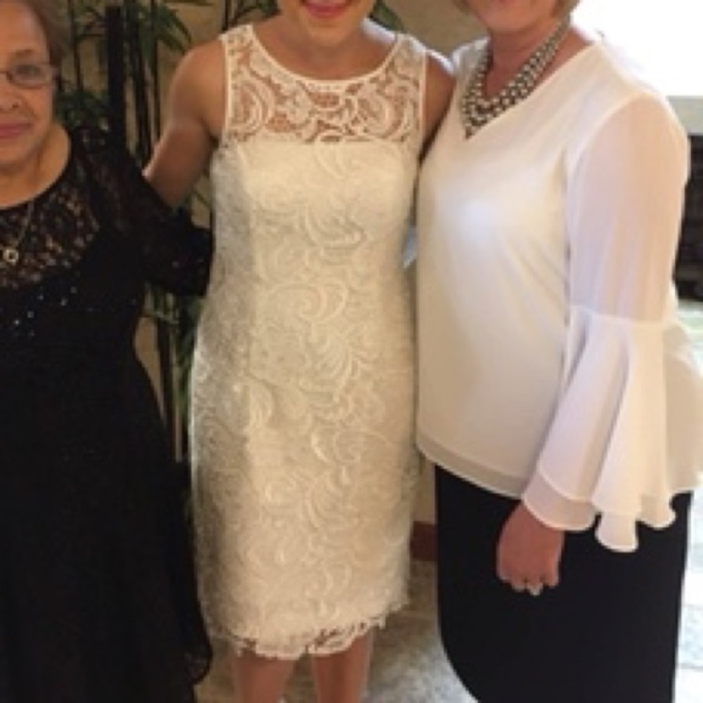 Adrianna Papell White Elegant Wedding Party Dress